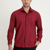 Açık Bordo Uzun Kol Klasik Desenli Pamuklu Kolay Ütülenebilir Gömlek