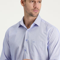 Light Blue Long Sleeve Classic Striped Cotton Easy-Iron Shirt