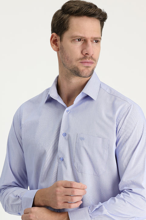 Light Blue Long Sleeve Classic Striped Cotton Easy-Iron Shirt