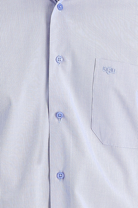 Light Blue Long Sleeve Classic Striped Cotton Easy-Iron Shirt