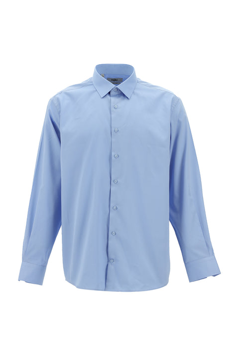 Light Blue Long Sleeve Classic Nano Care Water Repellent Stain Resistant 4 Seasons Cotton Shirt