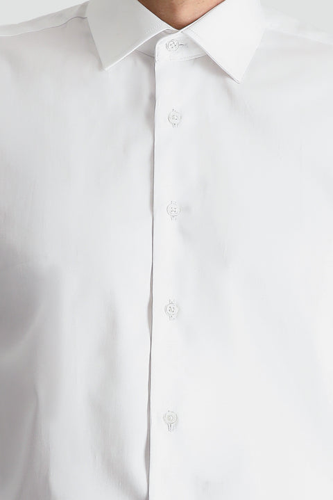 Beyaz Uzun Kol Klasik Su İtici Leke Tutmaz 4 Mevsim Pamuk Gömlek