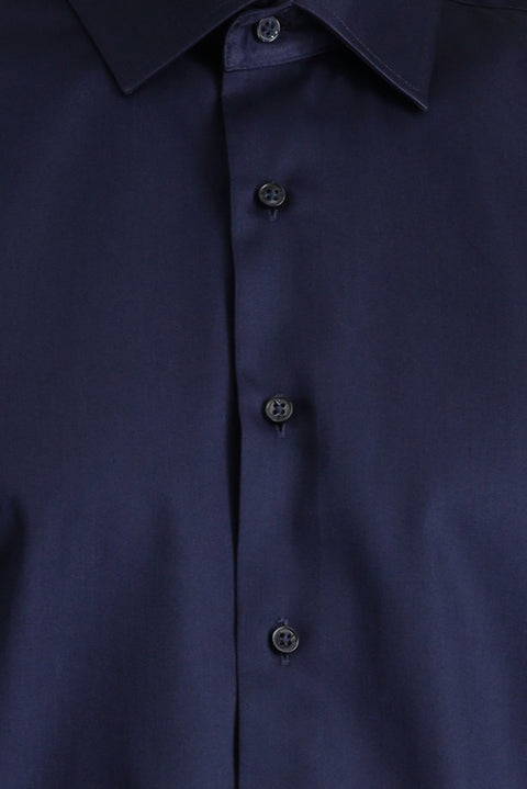 Koyu Lacivert Uzun Kol Klasik Su İtici Leke Tutmaz 4 Mevsim Pamuk Gömlek