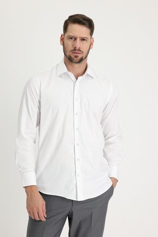  Beyaz Uzun Kol Klasik Pamuk Gömlek