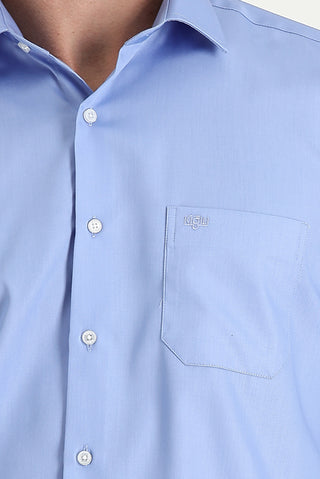  Açık Mavi Uzun Kol Non Iron Saten Klasik Pamuklu Gömlek