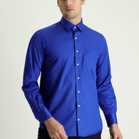Saks Mavi Uzun Kol Non Iron Klasik Pamuklu Gömlek