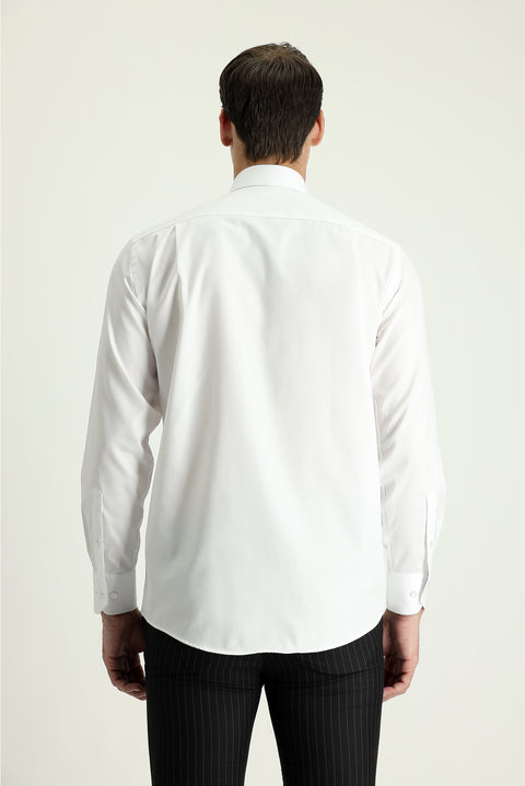 Beyaz Uzun Kol Non Iron Klasik Pamuklu Gömlek