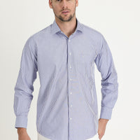 Light Blue Long-Sleeve Classic Striped Shirt