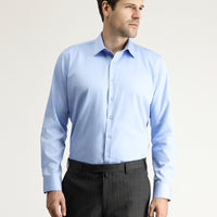 Açık Mavi Uzun Kol Slim Fit Dar Kesim Klasik Pamuk Gömlek