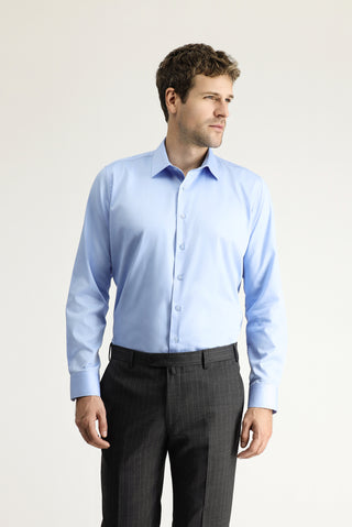  Açık Mavi Uzun Kol Slim Fit Dar Kesim Klasik Pamuk Gömlek