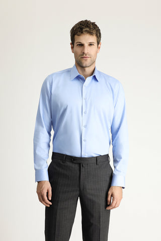  Açık Mavi Uzun Kol Slim Fit Dar Kesim Klasik Pamuk Gömlek