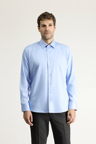  Açık Mavi Uzun Kol Slim Fit Dar Kesim Klasik Pamuk Gömlek