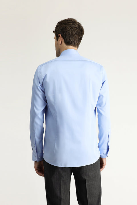 Açık Mavi Uzun Kol Slim Fit Dar Kesim Klasik Su İtici Leke Tutmaz 4 Mevsim Pamuk Gömlek