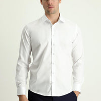 Beyaz Uzun Kol Slim Fit Dar Kesim Klasik Pamuk Gömlek
