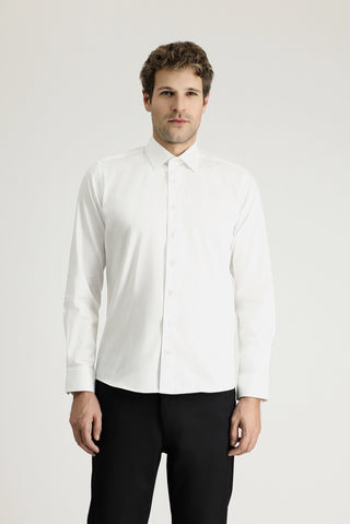  Beyaz Uzun Kol Slim Fit Dar Kesim Klasik Pamuk Gömlek