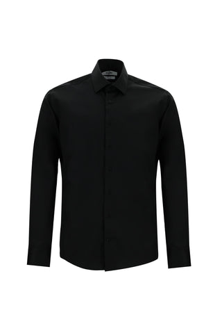  Siyah Uzun Kol Slim Fit Dar Kesim Klasik Su ?tici Leke Tutmaz 4 Mevsim Pamuk Gömlek-Ki??l?
