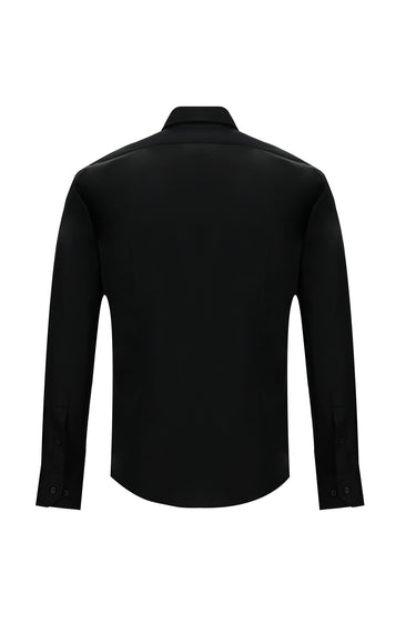 Siyah Uzun Kol Slim Fit Dar Kesim Klasik Pamuk Gömlek
