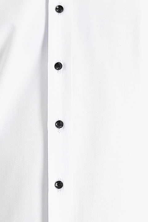 Beyaz Uzun Kol Ata Yaka Klasik Pamuklu Kolay Ütülenebilir Gömlek