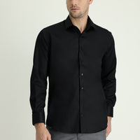 Siyah Uzun Kol Non Iron Klasik Pamuklu Gömlek