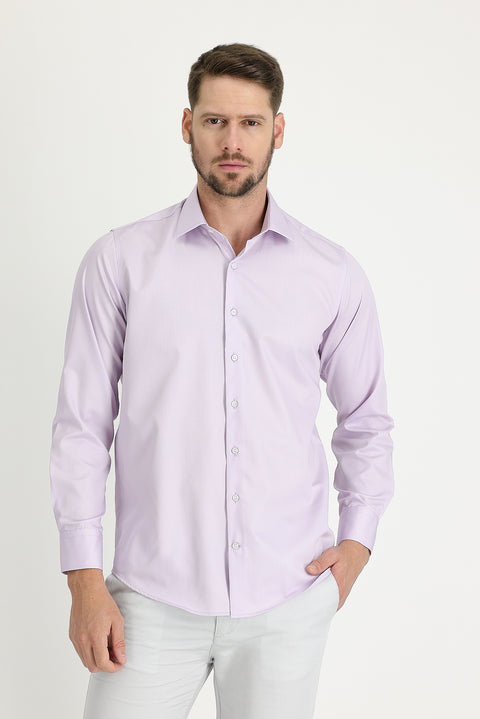Lila Uzun Kol Non Iron Klasik Pamuklu Gömlek