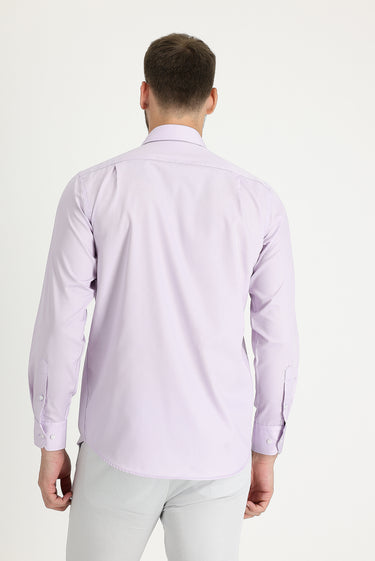 Lila Uzun Kol Non Iron Klasik Pamuklu Gömlek