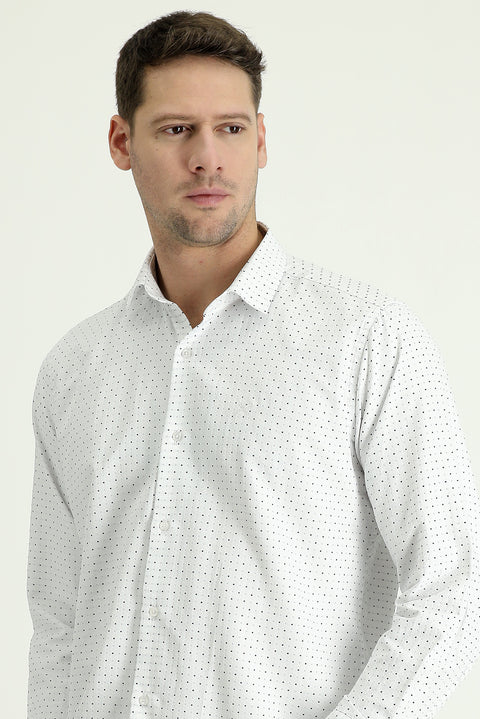 Siyah Uzun Kol Regular Fit Desenli Gömlek