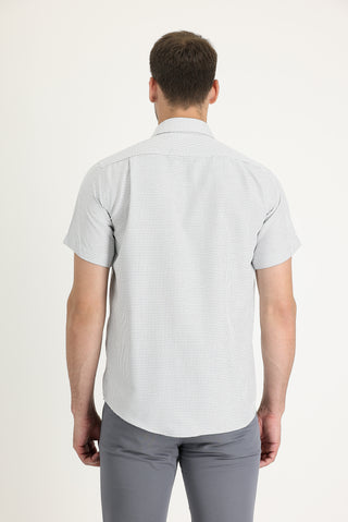  Orta Gri Kısa Kol Regular Fit Desenli Gömlek