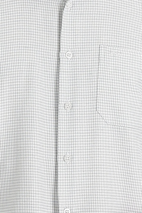 Orta Gri Kısa Kol Regular Fit Desenli Gömlek