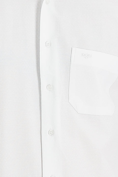 Beyaz Kısa Kol Regular Fit Desenli Gömlek