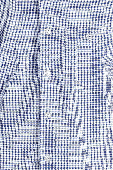 Saks Mavi Kısa Kol Regular Fit Ekose Pamuklu Kolay Ütülenebilir Gömlek