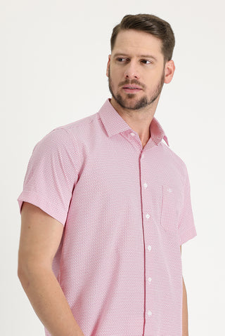  Şeker Pembe Kısa Kol Regular Fit Ekose Gömlek