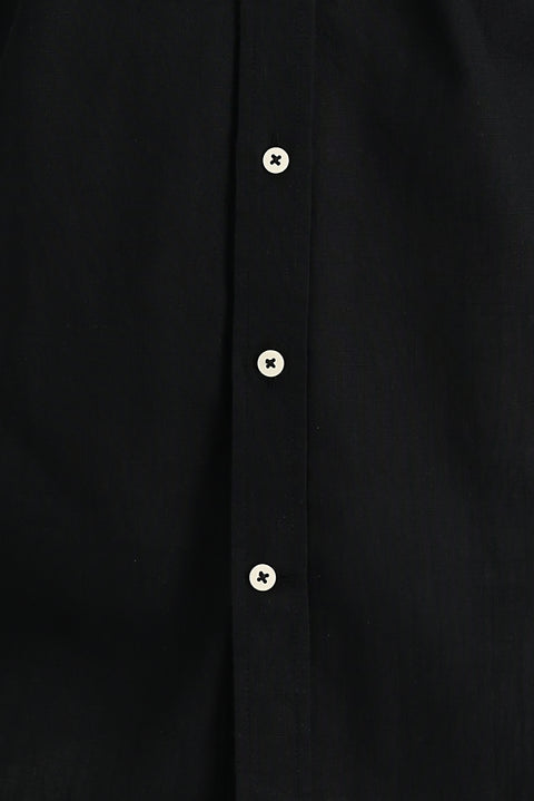 Siyah Kısa Kol Regular Fit Pamuk Gömlek