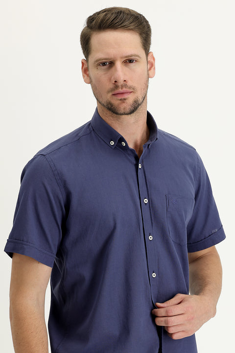 İndigo Kısa Kol Regular Fit Pamuk Gömlek