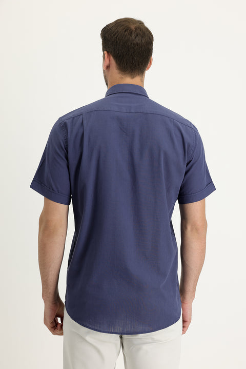 İndigo Kısa Kol Regular Fit Pamuk Gömlek