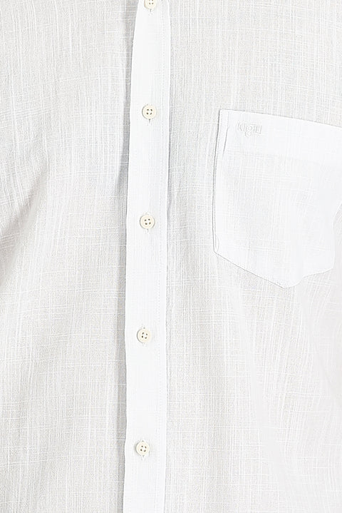 Beyaz Kısa Kol Regular Fit Pamuk Gömlek