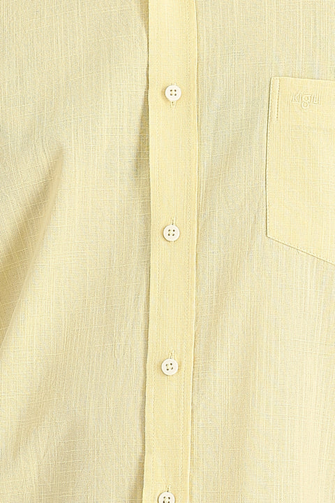Açık Sarı Kısa Kol Regular Fit Pamuk Gömlek