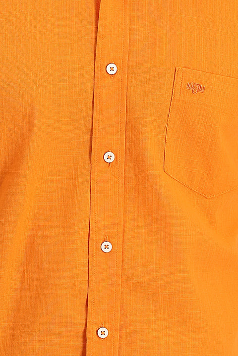 Orta Turuncu Kısa Kol Regular Fit Pamuk Gömlek