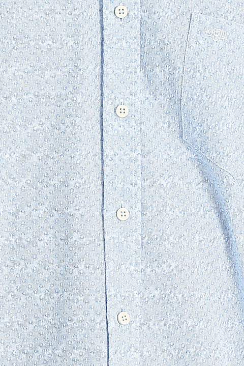 Aqua Mavisi Kısa Kol Regular Fit Desenli Gömlek