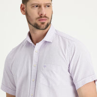Lila Kısa Kol Regular Fit Desenli Gömlek