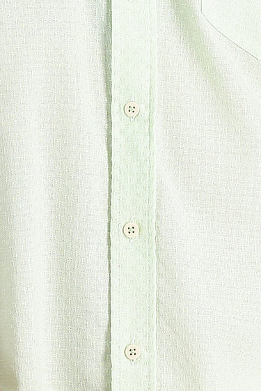 Mint Yeşili Kısa Kol Regular Fit Desenli Pamuklu Gömlek