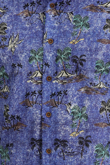  Koyu Mavi  Uzun Kol Baskılı Slim Fit Gömlek