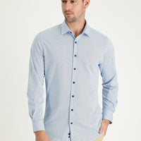 Açık Mavi Uzun Kol Slim Fit Dar Kesim Pamuk Gömlek