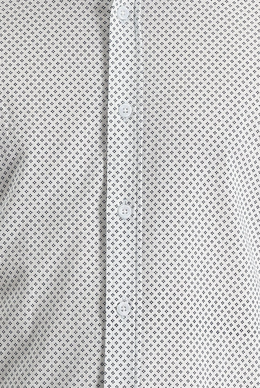  Beyaz Uzun Kol Slim Fit Dar Kesim Desenli Pamuk Gömlek