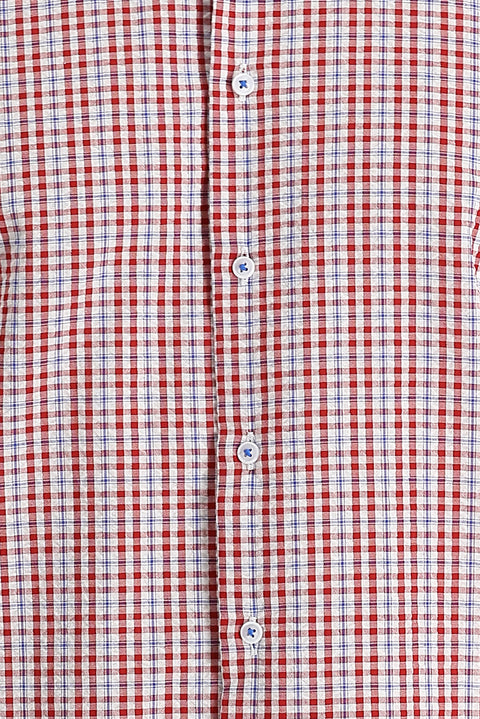 Bayrak Kırmızı Kısa Kol Ekose Gömlek