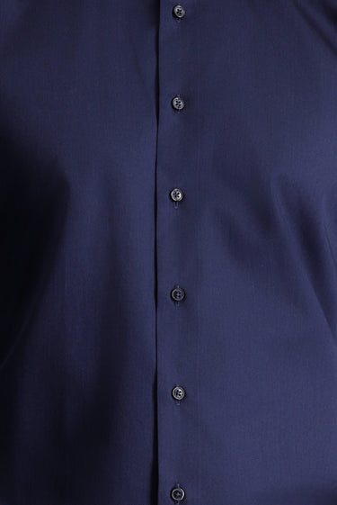 Koyu Lacivert Uzun Kol Slim Fit Dar Kesim Klasik Pamuk Gömlek