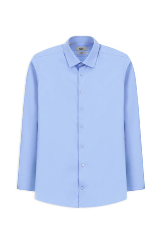  Açık Mavi Uzun Kol Slim Fit Dar Kesim Klasik Su İtici Leke Tutmaz 4 Mevsim Pamuk Gömlek