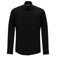 Siyah Uzun Kol Slim Fit Dar Kesim Klasik Pamuk Gömlek