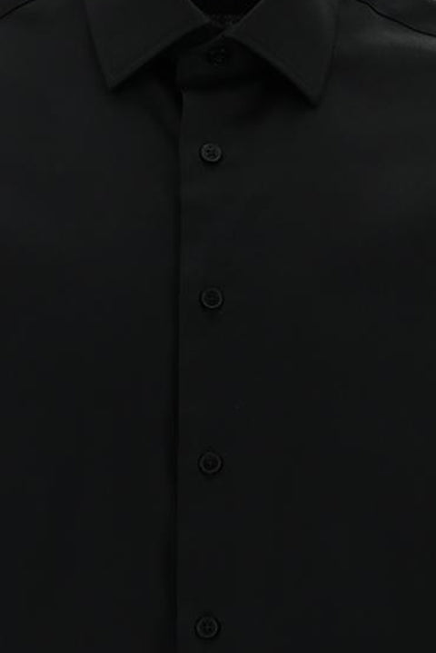 Siyah Uzun Kol Slim Fit Dar Kesim Klasik Su İtici Leke Tutmaz 4 Mevsim Pamuk Gömlek