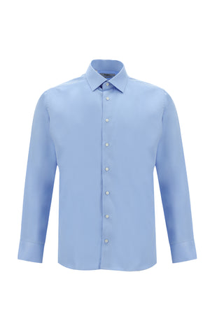  Açık Mavi Uzun Kol Slim Fit Dar Kesim Klasik Pamuk Gömlek