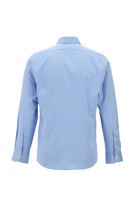 Açık Mavi Uzun Kol Slim Fit Dar Kesim Klasik Su İtici Leke Tutmaz 4 Mevsim Pamuk Gömlek